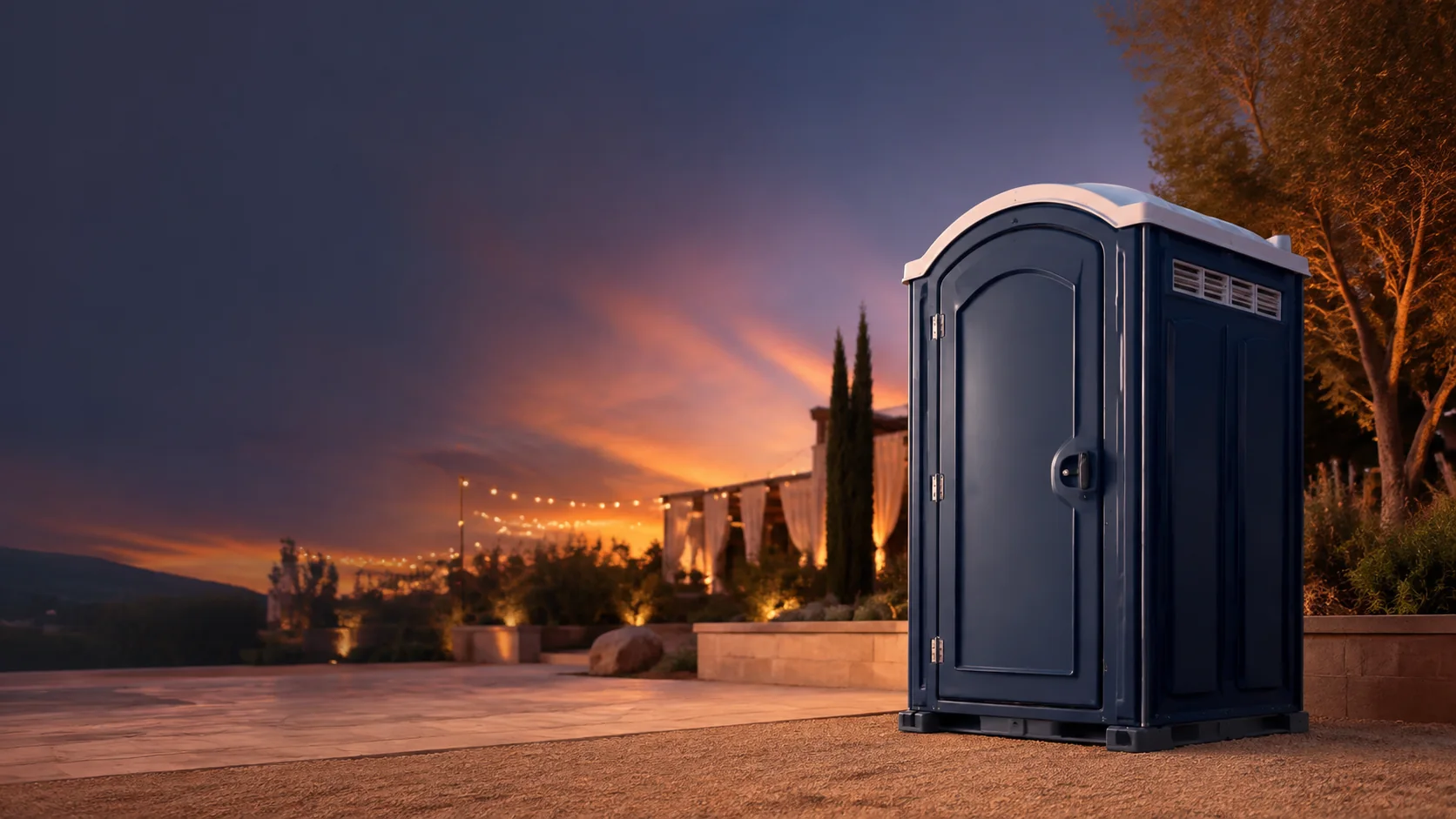 Portable restroom shown for rental planning in Lehi, UT